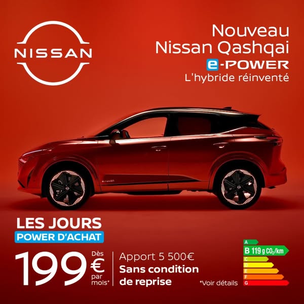 Nissan qashqai e-power jours power d'achat